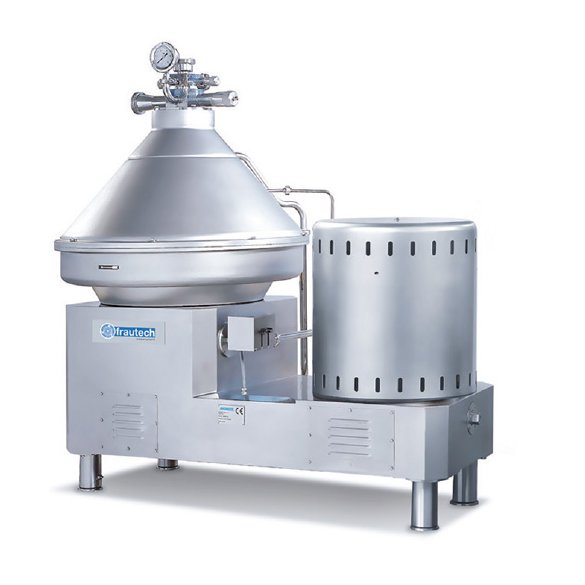 Separating centrifuge for separating milk into cream and skimmed milk