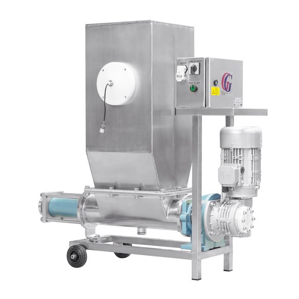 Screw pump with buffer tank