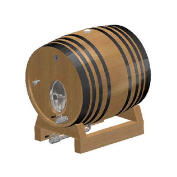 Large capacity wine barrel with side hatch and stainless steel fittings